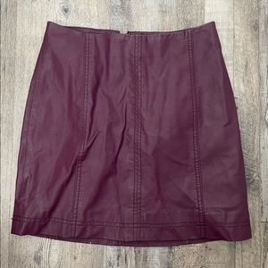 Free People Modern Femme Vegan Leather Mini Skirt - Berry